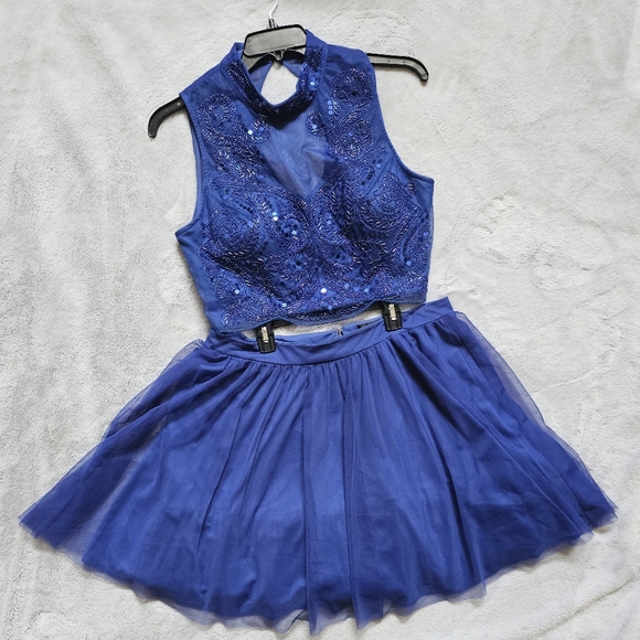Blue Two-Piece Formal Dress - Picture 1 of 8